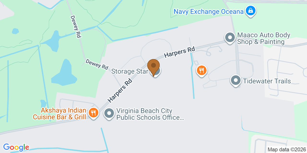 Map showing the Google Business location of Virginia Roofing Services at Virginia Beach, VA