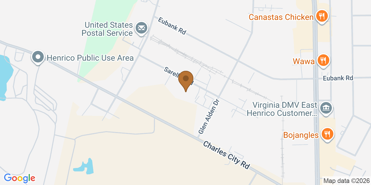 Map showing the Google Business location of SlopePro Roofing at 4305 Sarellen Road, Richmond, VA, 23231