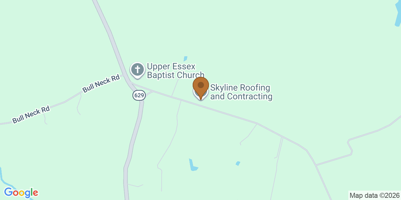 Map showing the Google Business location of Skyline Roofing and Contracting at 2792 Essex Church Road, Caret, VA, 22436