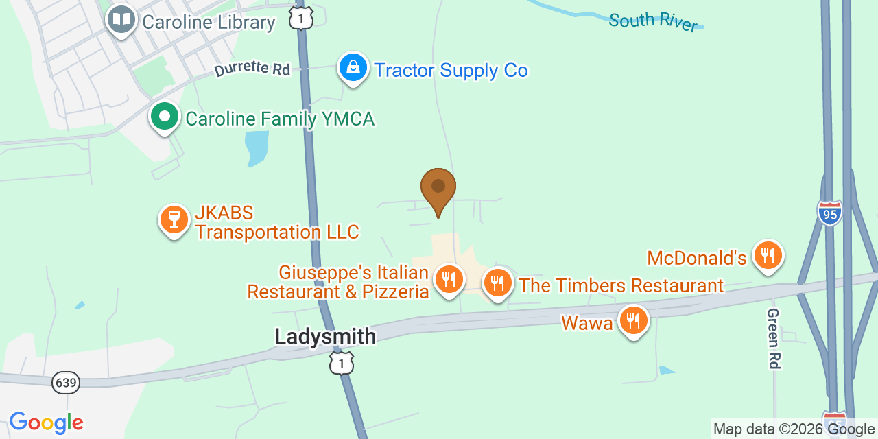 Map showing the Google Business location of Cove Enterprises LLC at 17444 Center Drive, Ruther Glen, VA, 22546