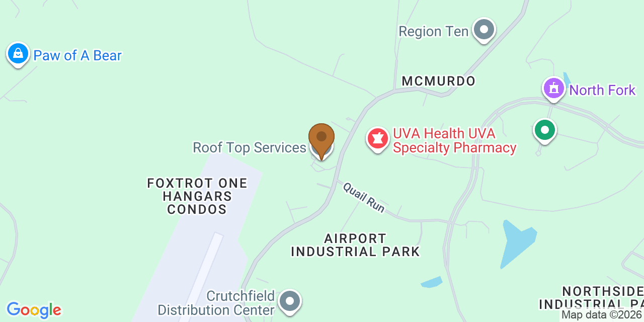 Map showing the Google Business location of Roof Top Services LLC at 4090 Dickerson Road, Charlottesville, VA, 22911