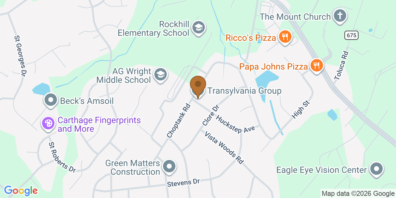 Map showing the Google Business location of Transylvania Group at 152 Choptank Road, Stafford, VA, 22556