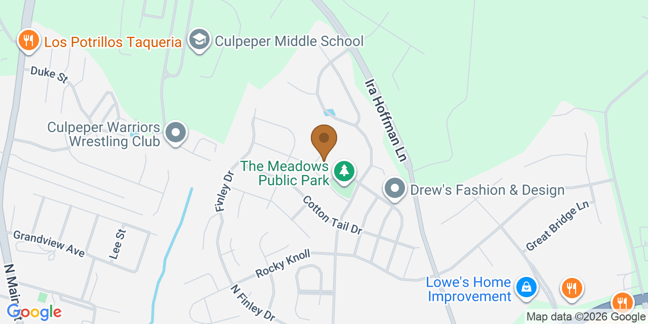 Map showing the Google Business location of Bear Roofing & Home Improvement Inc. at 2007 Silver Bell Court, Culpeper, VA, 22701