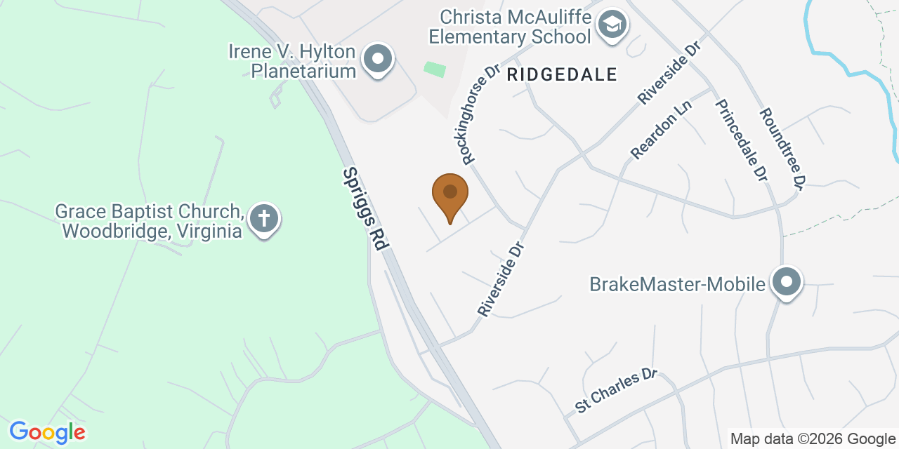 Map showing the Google Business location of ELITE ROOFING SPECIALTIES LLC at 5826 Ruxton Drive, Woodbridge, VA, 22193