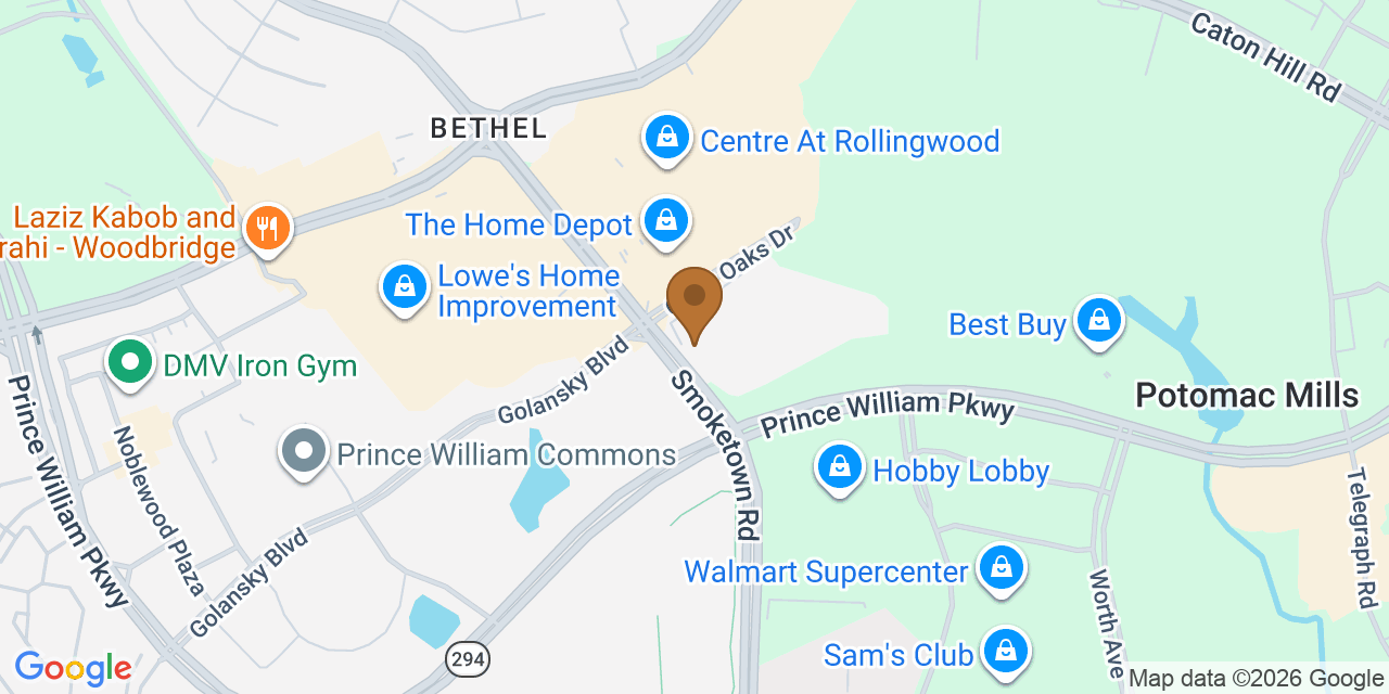 Map showing the Google Business location of Green Oak Exteriors at 3120 Ps Business Center Drive, Woodbridge, VA, 22192