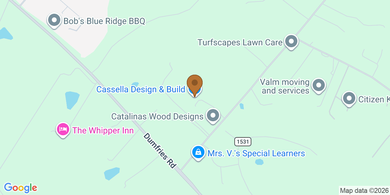 Map showing the Google Business location of Cassella Roofing at 4500 Hals Way, Catlett, VA, 20119