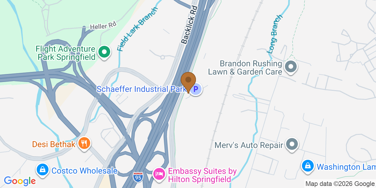 Map showing the Google Business location of A&M Roofing at 7817 Loisdale Road, Springfield, VA, 22150
