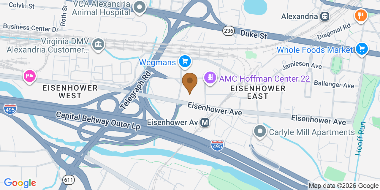 Map showing the Google Business location of Hyper Roofing at 2461 Eisenhower Avenue, Alexandria, VA, 22314