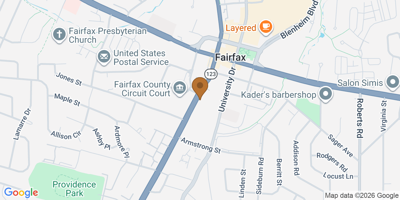 Map showing the Google Business location of Dream Home Roofers at 4085 Chain Bridge Road, Fairfax, VA, 22030