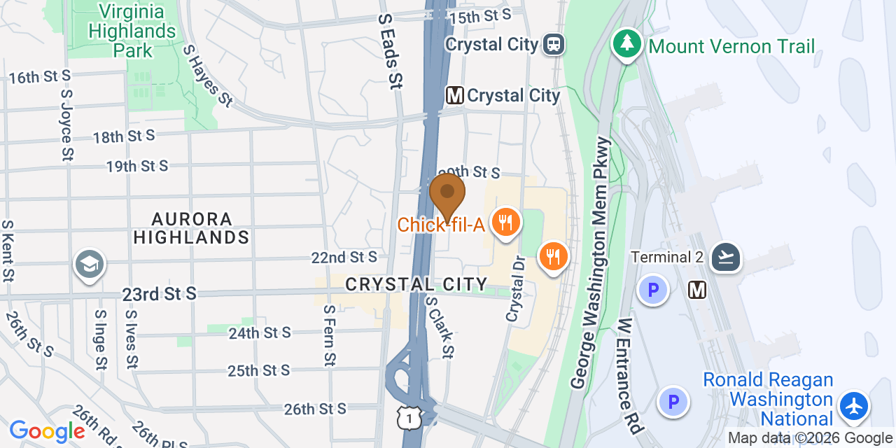 Map showing the Google Business location of Insured Roofs - Arlington Branch at 2111 Richmond Highway, Arlington, VA, 22202