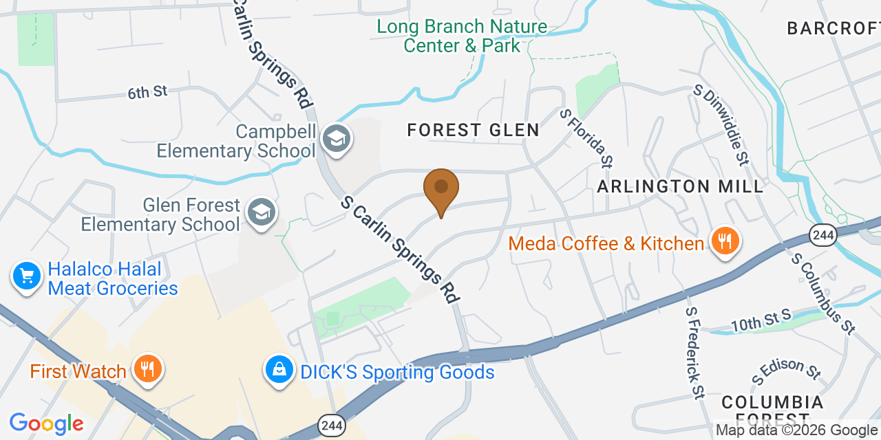 Map showing the Google Business location of Real1Construction LLC at 5602 8th Street South, Arlington, VA, 22204