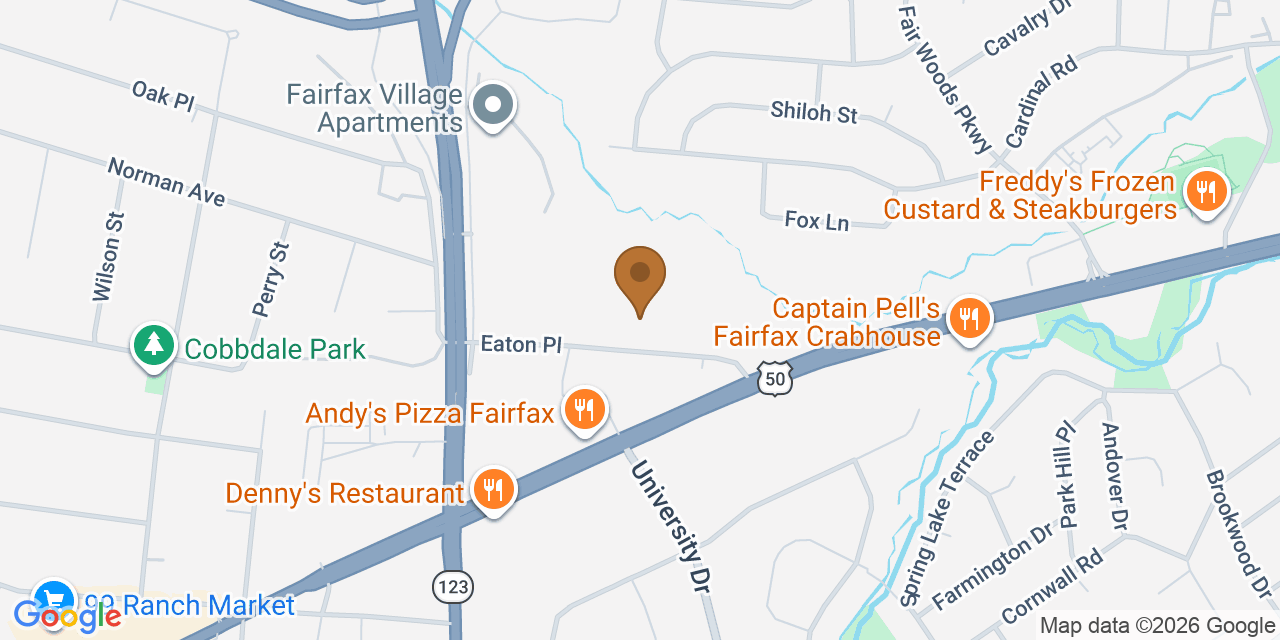Map showing the Google Business location of USA Storm Roofing and Construction Group at 10306 Eaton Place, Fairfax, VA, 22030