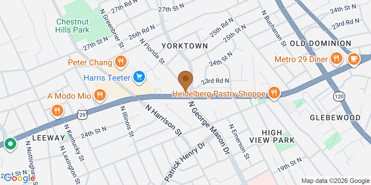 Map showing the Google Business location of Augustine Roofing at 5267 Langston Boulevard, Arlington, VA, 22207