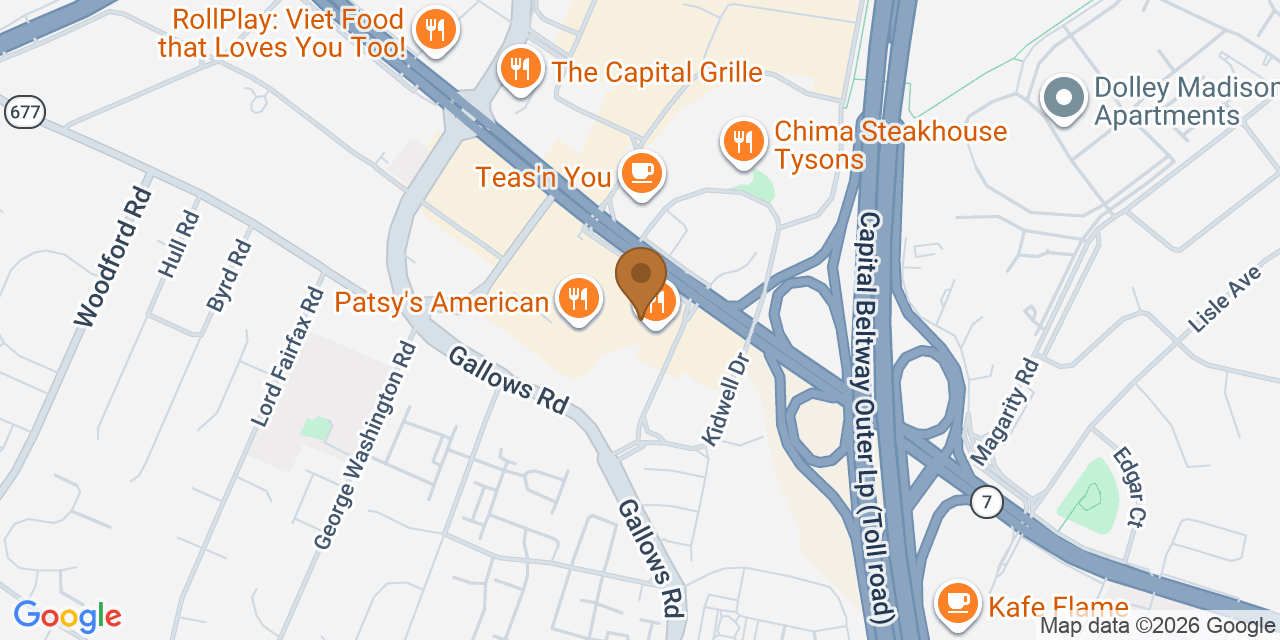 Map showing the Google Business location of BRAX Roofing at 1934 Old Gallows Road, Vienna, VA, 22182