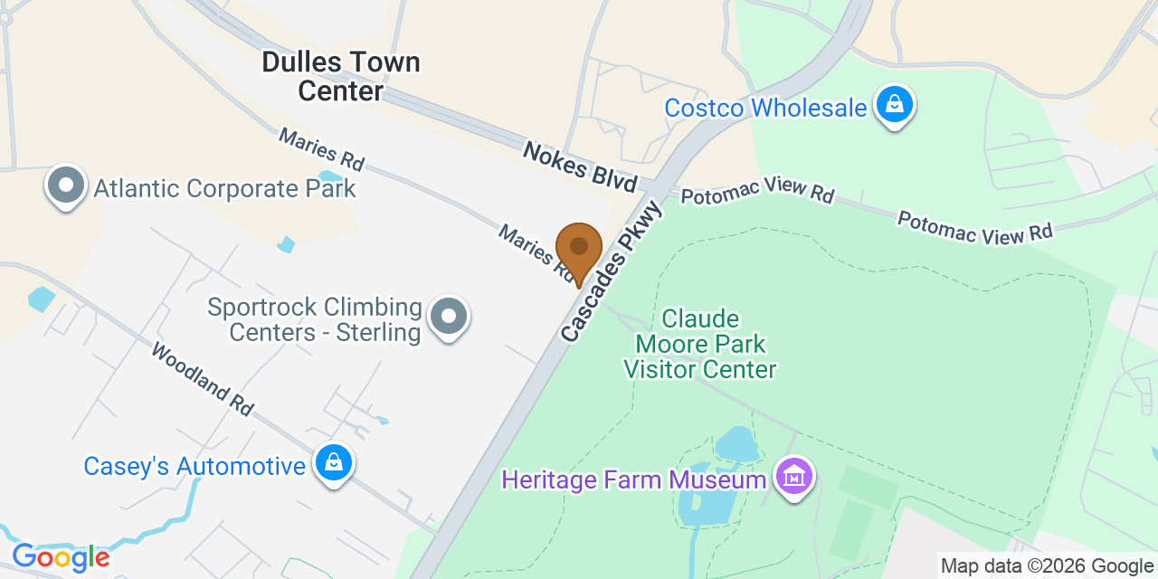 Map showing the Google Business location of DryHome Roofing & Siding, Inc. at 45921 Maries Road, Sterling, VA, 20166