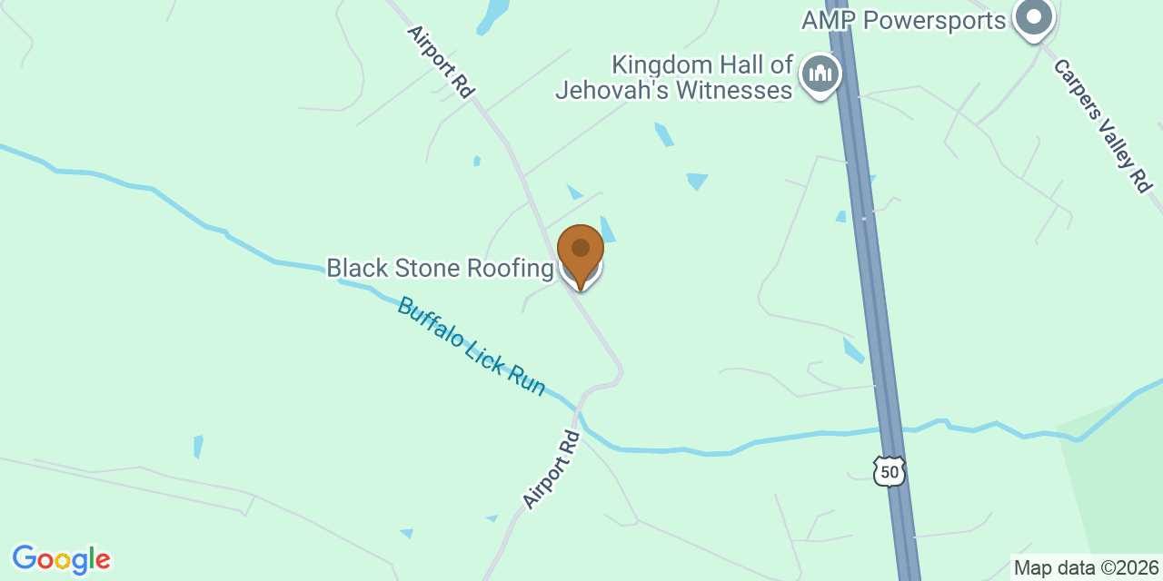 Map showing the Google Business location of Black Stone Roofing, LLC at 1245 Airport Road, Winchester, VA, 22602