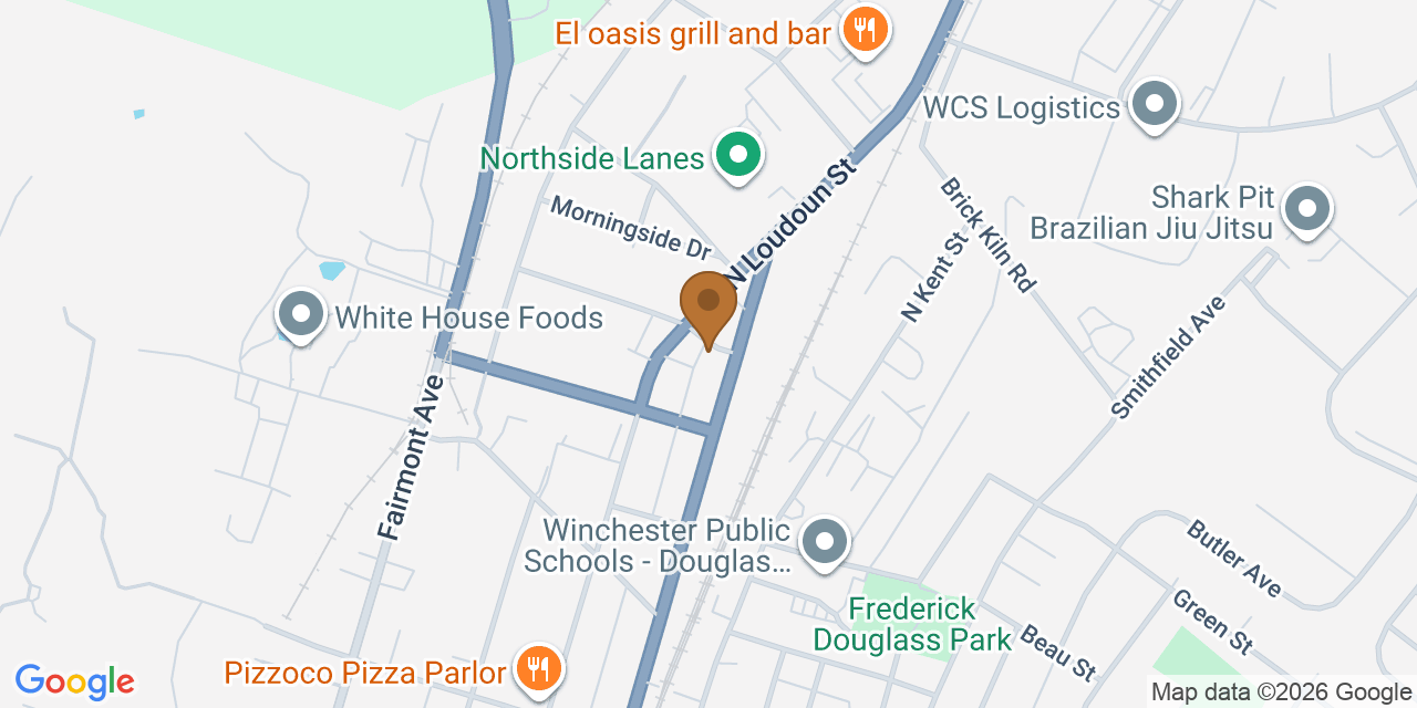 Map showing the Google Business location of Elite Roofing & Restoration, LLC at 15 East Oates Avenue, Winchester, VA, 22601