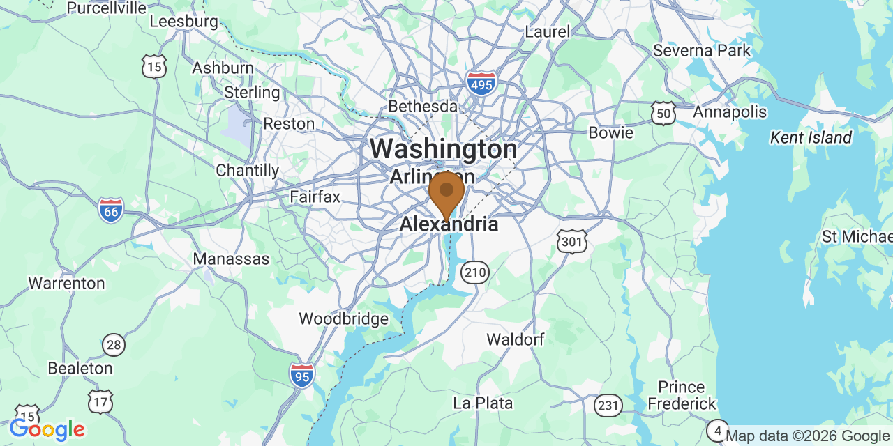 Map of Northern Virginia, Virginia showing the roofing service area covered by this page