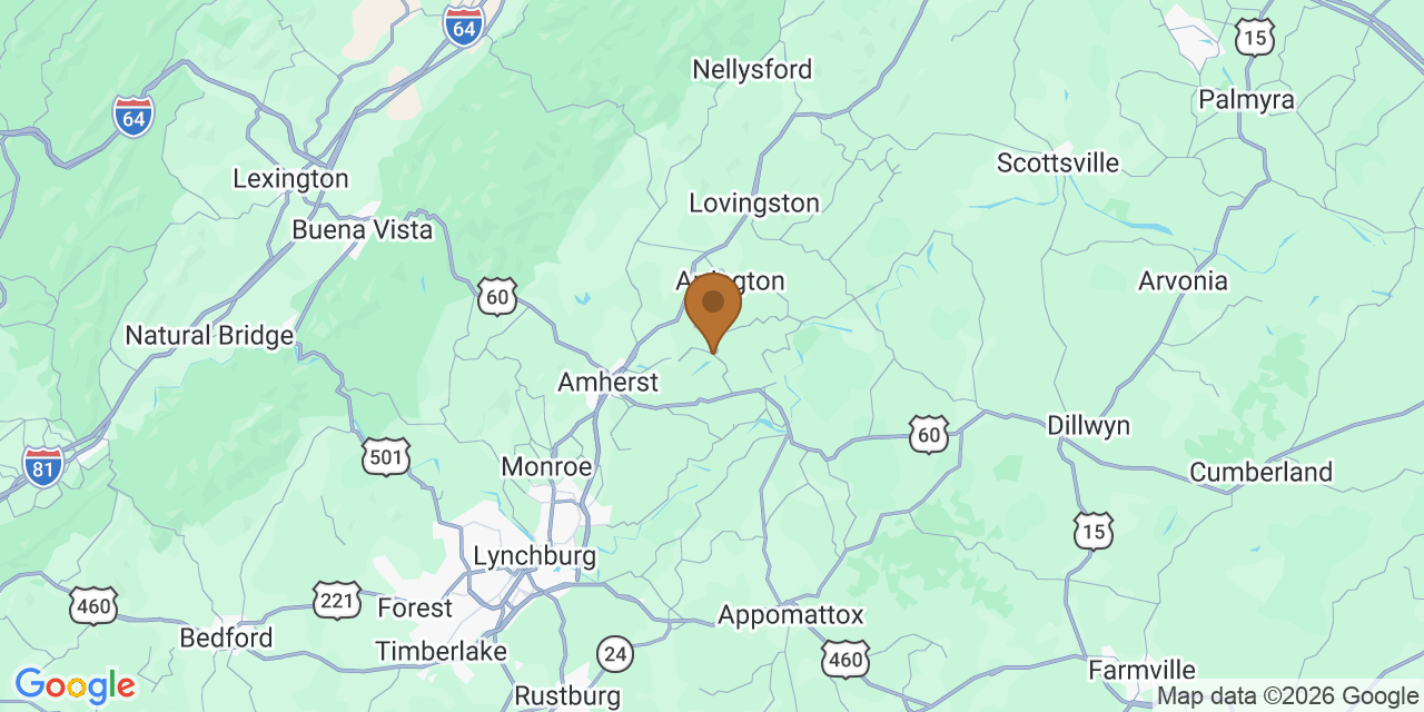 Map of Piedmont, Virginia showing the roofing service area covered by this page